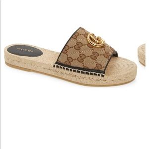 Gucci Original GG Canvas Espadrille Slide Sandal